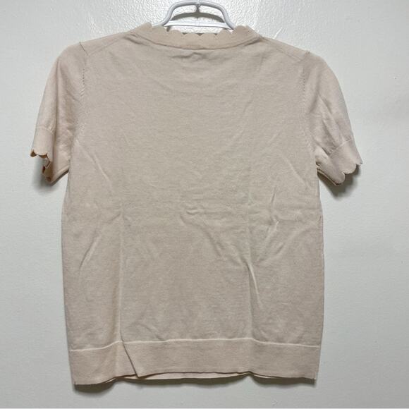 Kate Spade Light Pink Short Sleeved Scallop Detail Sweater - Picture 5 of 7